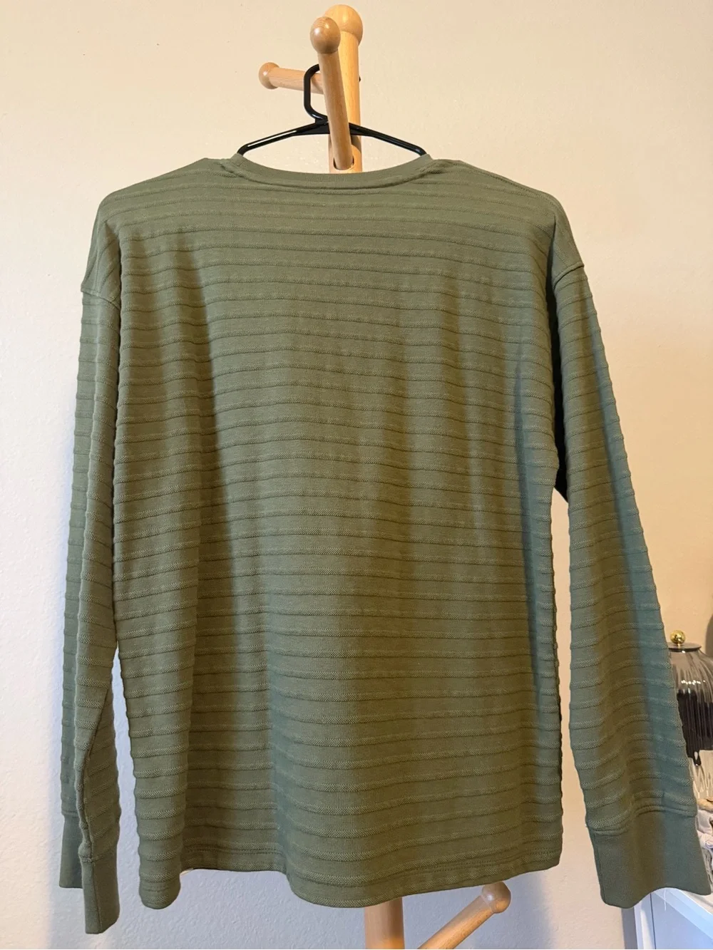 GAP Olive Textured Long-Sleeve Crewneck Shirt